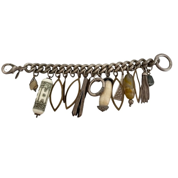 Vintage Iconic Charm Bracelet by Kate Hines Silver Tone Multicharm - Picture 1 of 5